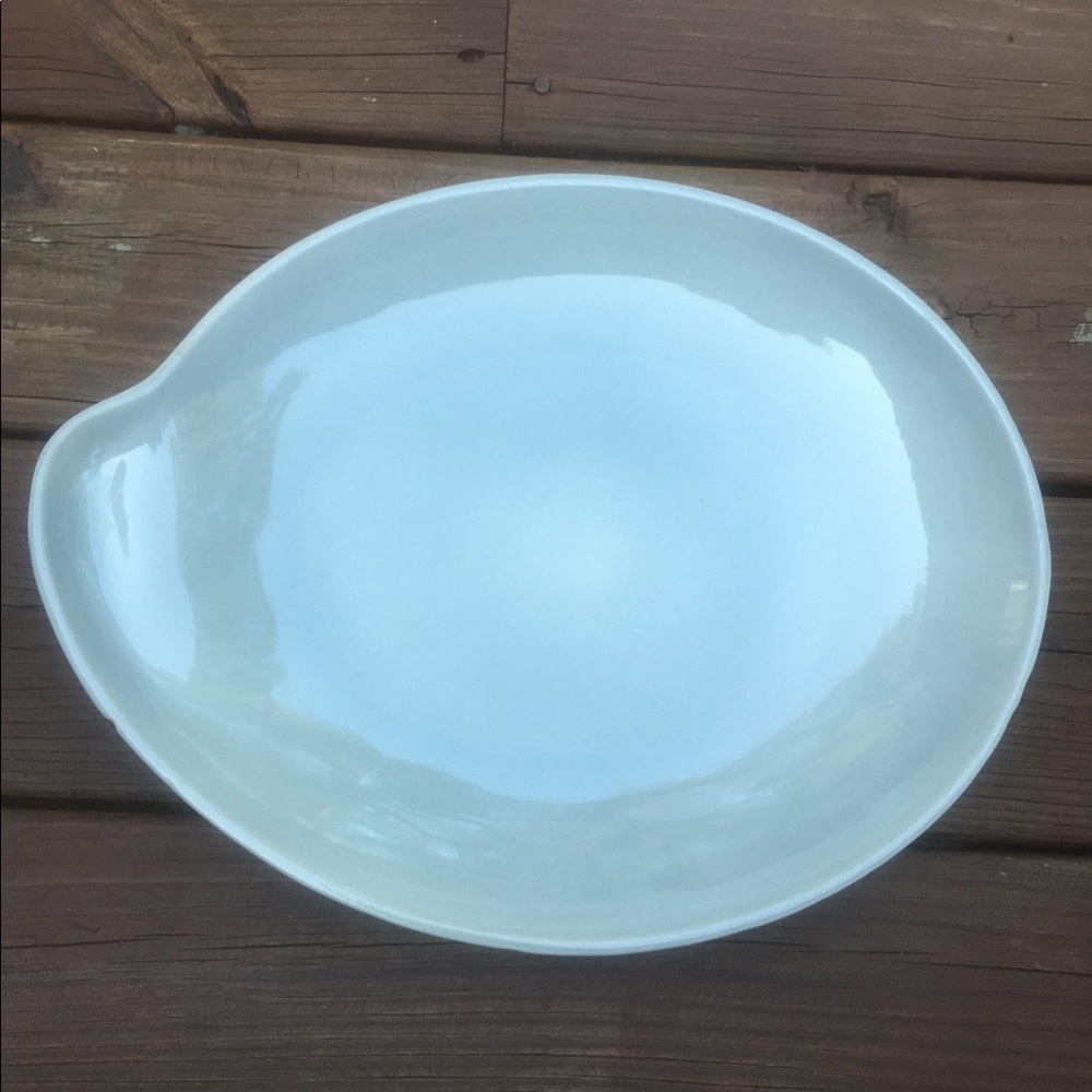 Vintage 1960s gray pottery serving platter antique